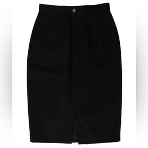 VALENTINO Vintage Elegant Black Wool Pencil Skirt